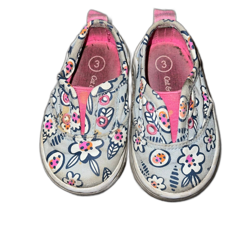 Cat & Jack Gray Floral Slip On Shoes Toddler Baby 3